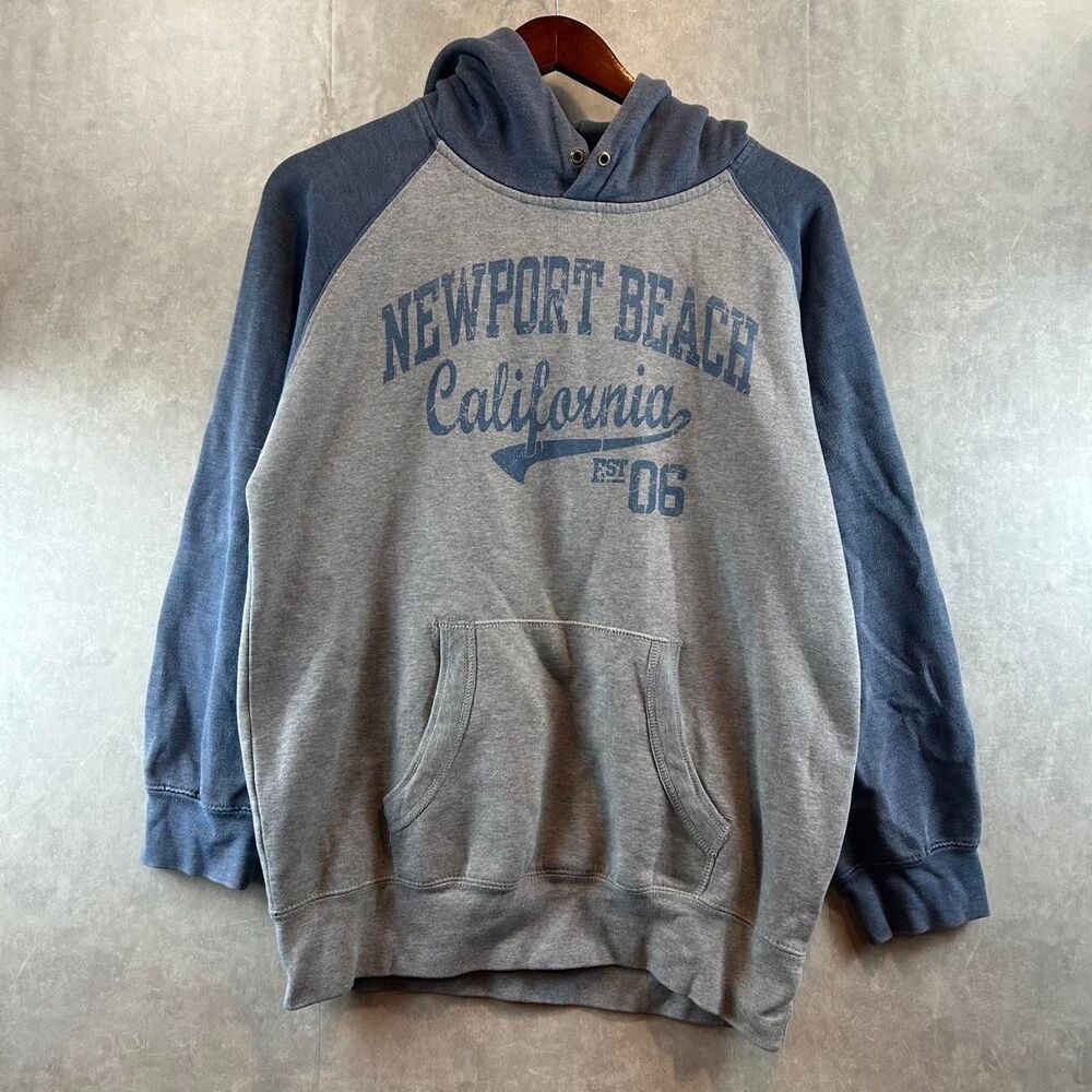 Newport Men's Grey and Blue Hoodie